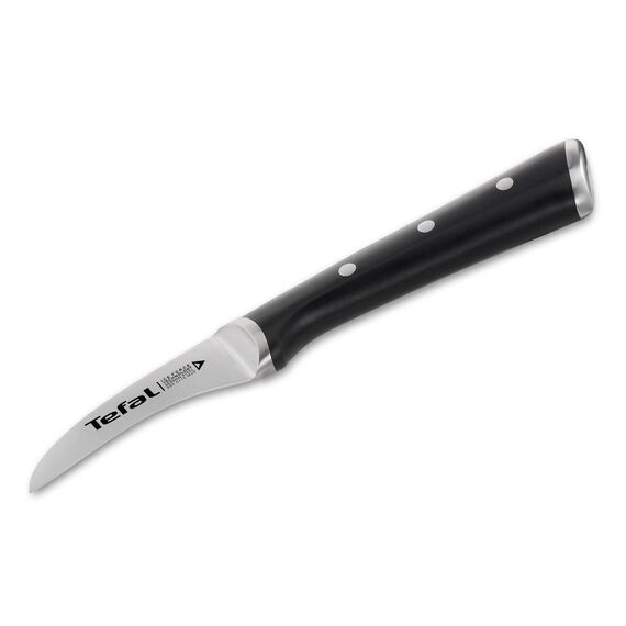 Tefal Ice Force rundes Schälmesser, 7 cm Klinge, Korrosionsschutz, Handschutz, Edelstahl/Schwarz, K23212
