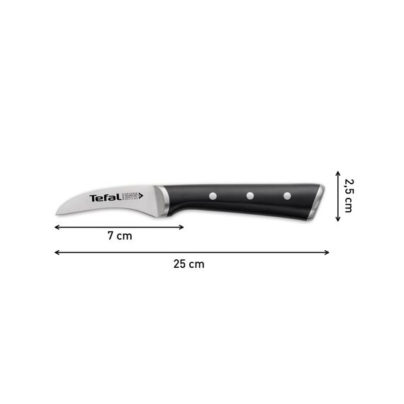 Tefal Ice Force rundes Schälmesser, 7 cm Klinge, Korrosionsschutz, Handschutz, Edelstahl/Schwarz, K23212