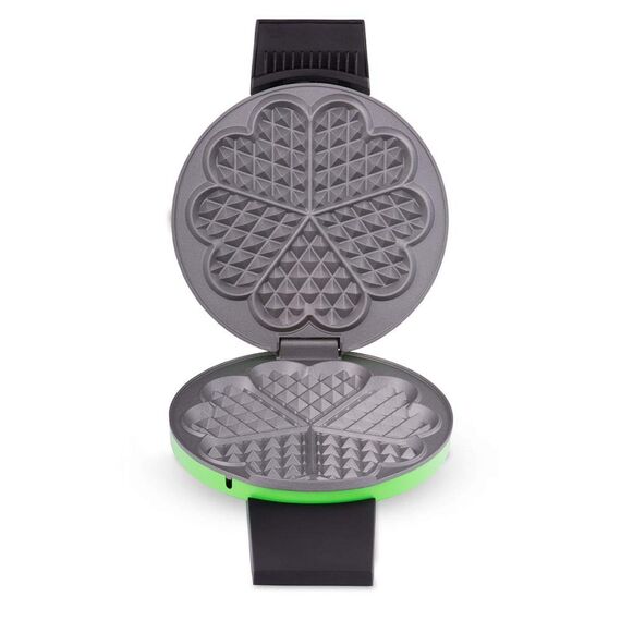 Cloer 1627-14 Waffeleisen für klassische Herzwaffeln, 930 W, Waffelgröße 15,5 cm, stufenlos wählbarer Bräunungsgrad, Grün