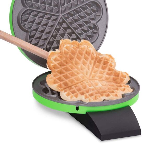 Cloer 1627-14 Waffeleisen für klassische Herzwaffeln, 930 W, Waffelgröße 15,5 cm, stufenlos wählbarer Bräunungsgrad, Grün