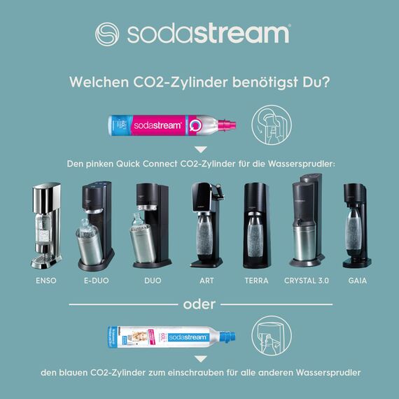SodaStream Quick Connect Reservezylinder, Kohlensäure für bis zu 60L gesprudeltes Wasser