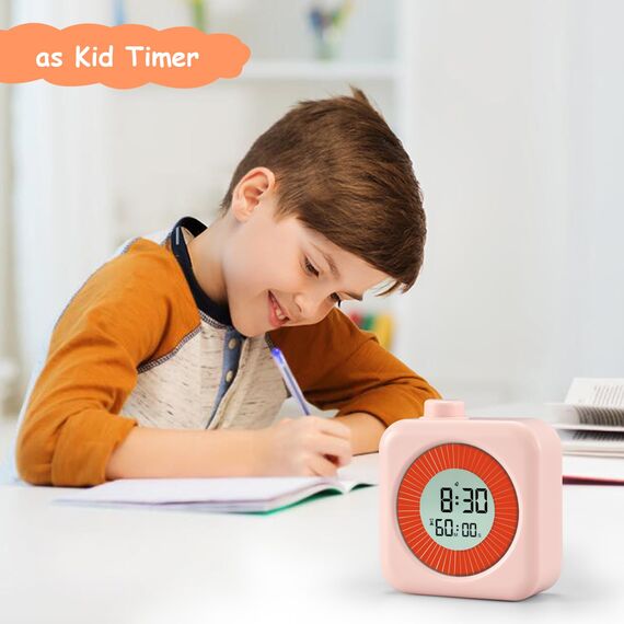 BlueSwan Visueller Timer Digital, 3 in 1 mit Timer, Uhr und Alarmfunktion, 60-Minuten Countdown-Timer für Kinder, für Zuhause, Küche, Badezimmer, Toilette, Schule, Rosa