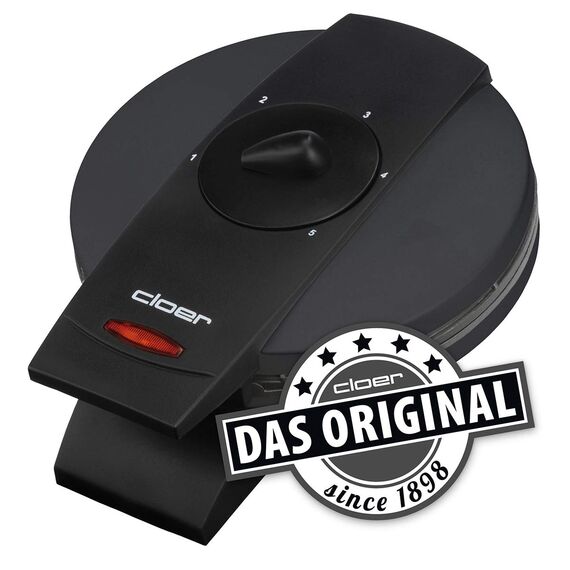 Cloer 1620 Waffeleisen für klassische Herzwaffeln, 930 W, Waffelgröße 15,5 cm, stufenlos wählbarer Bräunungsgrad, schwarz
