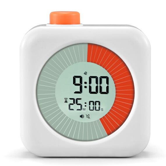 BlueSwan Visueller Timer Digital, 3 in 1 Timer mit Drehbarer, Eieruhr Kinder, Uhr und Stumme Alarmfunktion, 60-Min Countdown, Kinder Zeitmanagement Tool, für ADHD, Zuhause, Küche, Kochen, Büro, Weiß