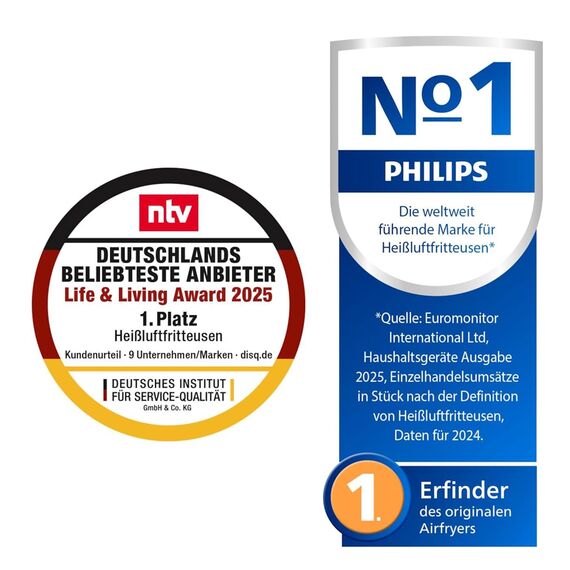 Philips Airfryer 4000 Series Stacked Dual Basket, Gestapelte Heißluftfritteuse mit 2 Körben, 10L, RapidAir Technologie, 45% weniger Platzbedarf, PFAS-freie Keramikbeschichtung, Sichtfenster (NA462/70)