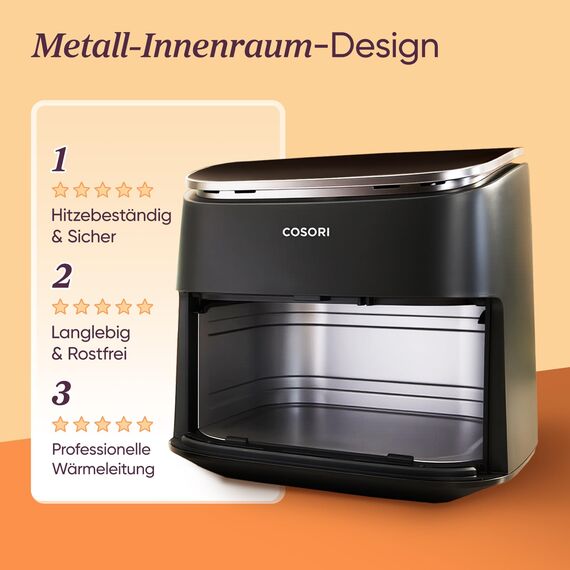 Cosori Turboblaze Airfryer Heißluftfritteuse, 9-in-1 Air Fryer XXL 6L, leiser DC Motor mit 5 Geschwindigkeitsstufen, Grillen, Backen, Gären, Dehydrieren, Tiefkühlen, 87 Rezepte, 64% energiesparend