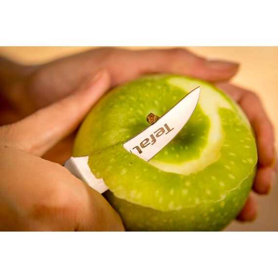 Tefal Ice Force rundes Schälmesser, 7 cm Klinge, Korrosionsschutz, Handschutz, Edelstahl/Schwarz, K23212