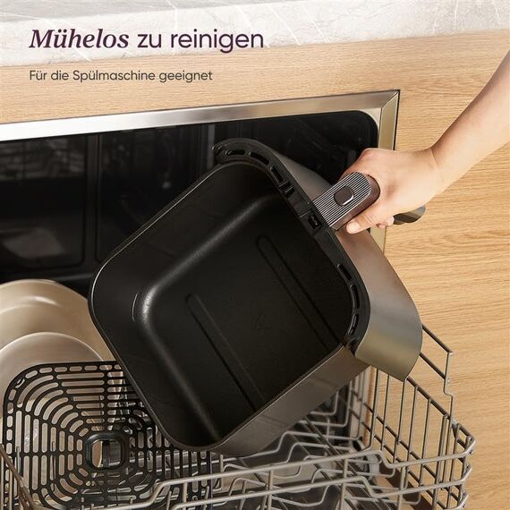 Cosori Turboblaze Airfryer Heißluftfritteuse, 9-in-1 Air Fryer XXL 6L, leiser DC Motor mit 5 Geschwindigkeitsstufen, Grillen, Backen, Gären, Dehydrieren, Tiefkühlen, 87 Rezepte, 64% energiesparend