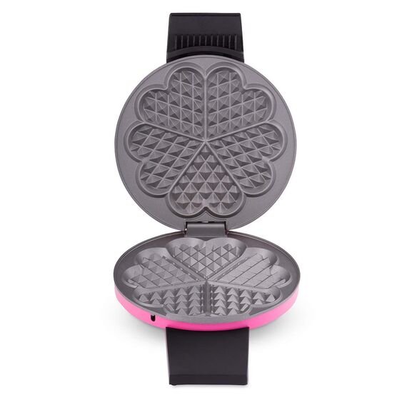 Cloer 1627-11 Waffeleisen für klassische Herzwaffeln, 930 W, Waffelgröße 15,5 cm, stufenlos wählbarer Bräunungsgrad, Pink