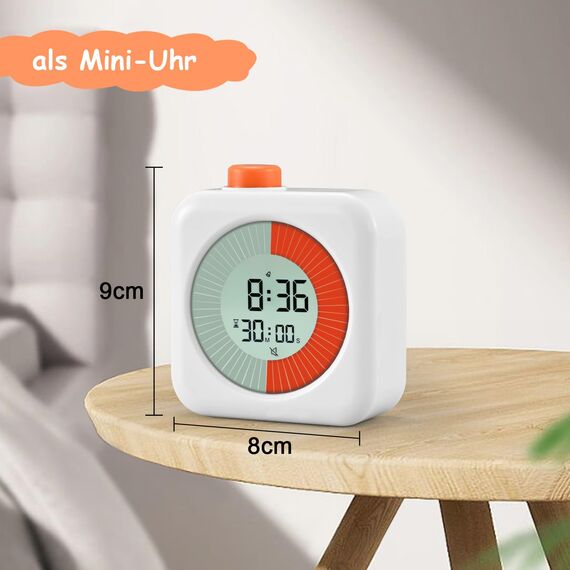 BlueSwan Visueller Timer Digital, 3 in 1 Timer mit Drehbarer, Eieruhr Kinder, Uhr und Stumme Alarmfunktion, 60-Min Countdown, Kinder Zeitmanagement Tool, für ADHD, Zuhause, Küche, Kochen, Büro, Weiß
