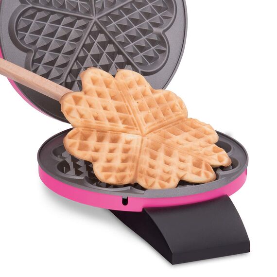Cloer 1627-11 Waffeleisen für klassische Herzwaffeln, 930 W, Waffelgröße 15,5 cm, stufenlos wählbarer Bräunungsgrad, Pink