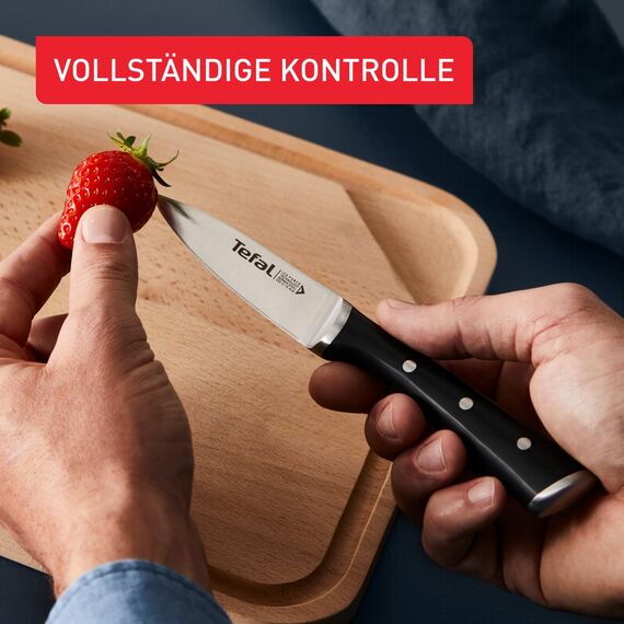 Tefal Ice Force 3er Set, Fleischmesser 20 cm, Santokumesser 18 cm, Universalmesser 11 cm, Edelstahl, schwarz, K232S3