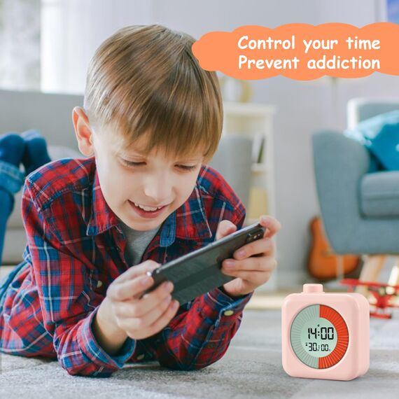 BlueSwan Visueller Timer Digital, 3 in 1 mit Timer, Uhr und Alarmfunktion, 60-Minuten Countdown-Timer für Kinder, für Zuhause, Küche, Badezimmer, Toilette, Schule, Rosa