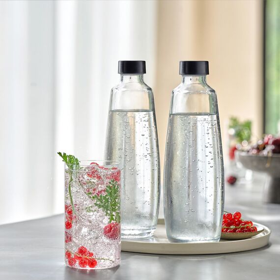 SodaStream 1L DUO Glasflasche | Spülmaschinenfest | Kompatibel für DUO und E-DUO | elegantes Design | 2er-Pack