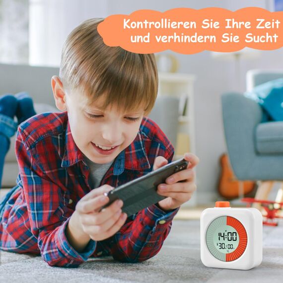 BlueSwan Visueller Timer Digital, 3 in 1 Timer mit Drehbarer, Eieruhr Kinder, Uhr und Stumme Alarmfunktion, 60-Min Countdown, Kinder Zeitmanagement Tool, für ADHD, Zuhause, Küche, Kochen, Büro, Weiß