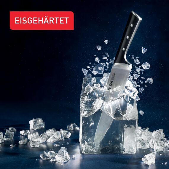 Tefal Ice Force Santoku Messer, 18cm, Korrosionsschutz, Handschutz, Edelstahl, Edelstahl/Schwarz, K23206