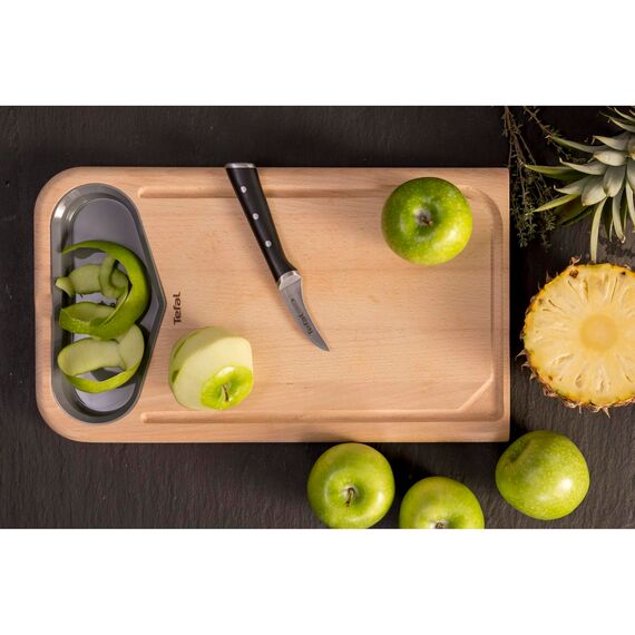 Tefal Ice Force rundes Schälmesser, 7 cm Klinge, Korrosionsschutz, Handschutz, Edelstahl/Schwarz, K23212