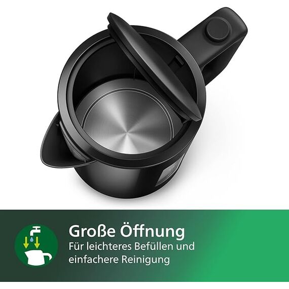 Philips Wasserkocher – 1.7 L Fassungsvermögen mit Kontrollanzeige, Pirouettenbasis, schwarz (HD9318/20)