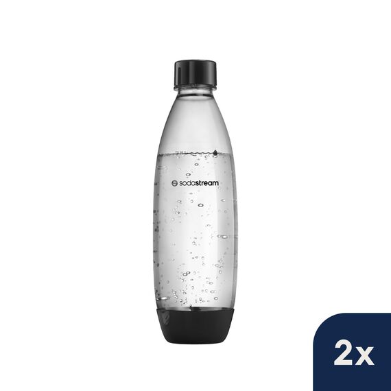 SodaStream 0,8L BPA-freie FUSE Kunststoffflasche schwarz | Spülmaschinengeeignet | Kompatibel mit DUO, E-DUO, Terra, uvm. | 2er-Pack