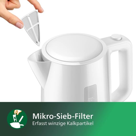 Philips Wasserkocher – 1.7 L Fassungsvermögen mit Kontrollanzeige, Pirouettenbasis, weiß (HD9318/00)