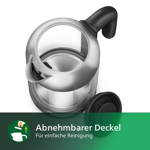 Philips 5000 Series Wasserkocher – 1,7L, Blaues Sensorlicht, 360°-Basis, Mikro-Sieb-Filter, Flaches Heizelement, Abnehmbarer Deckel, Schnelles Aufkochen, Energiesparend, Sicheres Design (HD9339/80)