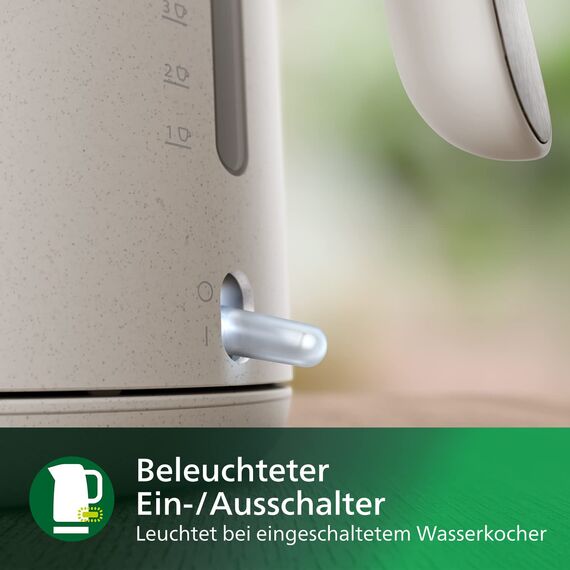 Philips HD9365/10 Conscious Collection Wasserkocher, biologischer, 100% recycelter Kunststoff, Nachhaltig, 2.200 Watt, 1,7 l Füllmenge, Crème