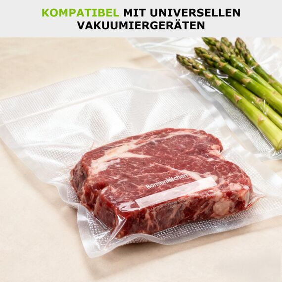 Bonsenkitchen Vakuumierbeutel 28x40 cm, 100 Beutel Profi-Folienbeutel für alle Vakuumiergerät, vakuumbeutel für Lebensmittel, Sous Vide Gefrierbeutel, Einschweissbeutel, BPA-frei, VB3214