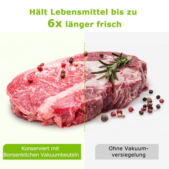 Bonsenkitchen Profi Vakuumbeutel, 40 Beutel 20x30cm Vakuumierbeutel für alle Vakuumierer & Lebensmittel Vakuumiergerät, Kochfest und Sous Vide Gefrierbeutel, BPA-frei, VB32