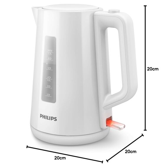 Philips Wasserkocher – 1.7 L Fassungsvermögen mit Kontrollanzeige, Pirouettenbasis, weiß (HD9318/00)
