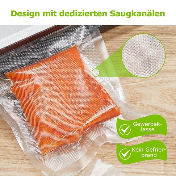 Bonsenkitchen Profi Vakuumbeutel, 40 Beutel 20x30cm Vakuumierbeutel für alle Vakuumierer & Lebensmittel Vakuumiergerät, Kochfest und Sous Vide Gefrierbeutel, BPA-frei, VB32