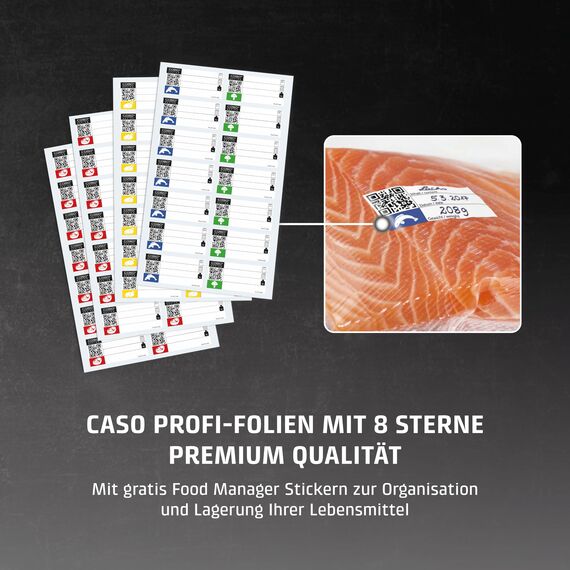 CASO 8 Sterne Profi- Folienbeutel 25x35 cm / 50 Beutel, Vakuumierbeutel für alle Vakuumierer, sehr stark & reißfest ca. 150µm, Vakuumbeutel Lebensmittel Vakuumiergerät, Sous Vide, BPA-frei