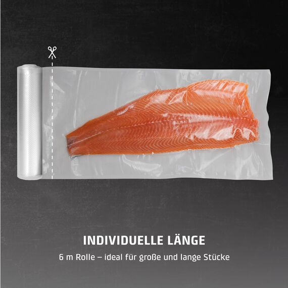 CASO 8 Sterne Profi- Folienrollen 30x600 cm / 2 Rollen, Vakuumierbeutel für alle Vakuumierer, sehr stark & reißfest ca. 150µm, Vakuumbeutel Lebensmittel Vakuumiergerät, Sous Vide, BPA-frei