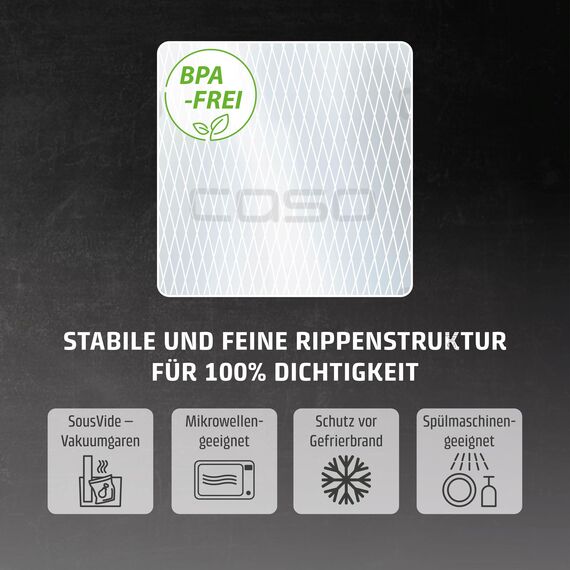 CASO 8 Sterne Profi- Folienbeutel 30x40 cm / 50 Beutel, Vakuumierbeutel für alle Vakuumierer, sehr stark & reißfest ca. 150µm, Vakuumbeutel Lebensmittel Vakuumiergerät, Sous Vide, BPA-frei