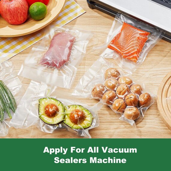 Bonsenkitchen Vakuumbeutel BPA-frei, Lebensmittelechter Vakuumverbeutel, Multifunktionale Frischhalte und Aufbewahrung, Geeignet für Fruits, Grains and Vegetables, 15cm x 25cm, 100 Stück