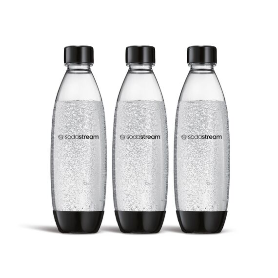SodaStream 0,8L BPA-freie FUSE Kunststoffflasche schwarz | Spülmaschinengeeignet | Kompatibel mit DUO, E-DUO, Terra, uvm. | 3er-Pack