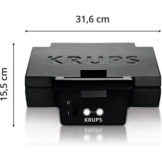Krups Sandwichmaker, für perfekt zubereitete Sandwichtoasts in Dreiecksform, antihaftbeschichtete Platten, leichte Reinigung, kein Anbrennen, Temperaturkontrollleuchte, 850 W, 31,6x15,5x29,5cm, FDK451
