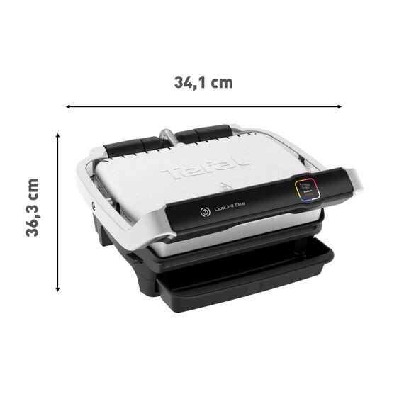 Tefal OptiGrill Elite Kontaktgrill, 12 automatische elektrische Grillprogramme, Digitales Display mit Garstufenanzeige, abnehmbare Platten, Elektrogrill, Edelstahl, GC750D16