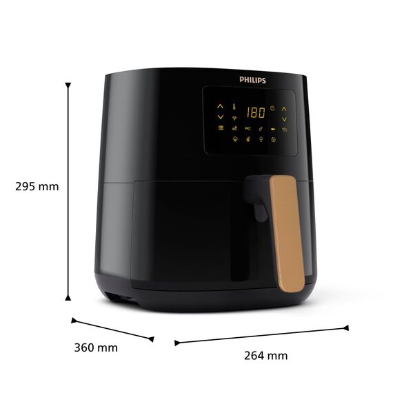 Philips Airfryer 5000-Serie Heißluftfritteuse L, 4.1L (0.8Kg), 13-in-1 Airfryer, Wifi verbunden, 90% Weniger Fett mit Rapid Air Technologie, Rezepte-App (HD9255/80)
