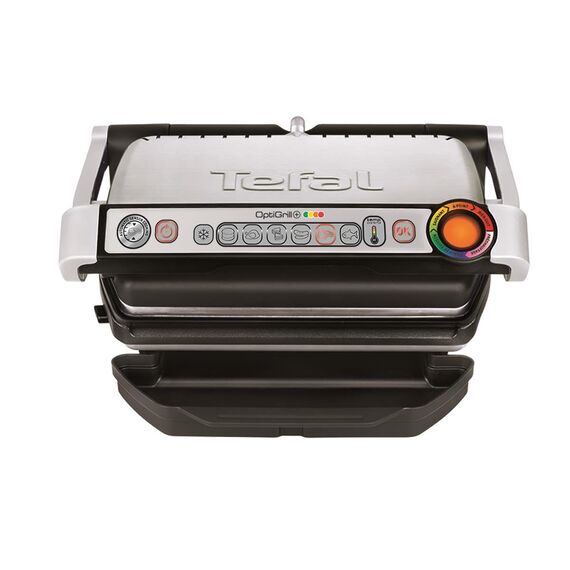 Tefal OptiGrill GC712D34 Kontaktgrill, 6 automatische Programme, Garstufenanzeige, 4 manuelle Temperaturstufen, 2000 W Elektrogrill, abnehmbare Platten, Titan-Metall
