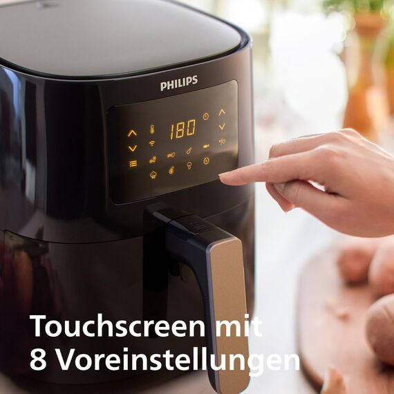Philips Airfryer 5000-Serie Heißluftfritteuse L, 4.1L (0.8Kg), 13-in-1 Airfryer, Wifi verbunden, 90% Weniger Fett mit Rapid Air Technologie, Rezepte-App (HD9255/80)