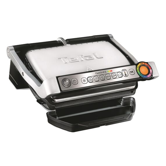 Tefal OptiGrill & Bake Kontaktgrill mit Backschale, 6 Programme, Garstufenanzeige, Abnehmbare Platten, Elektrogrill, Edelstahl, GC714D10