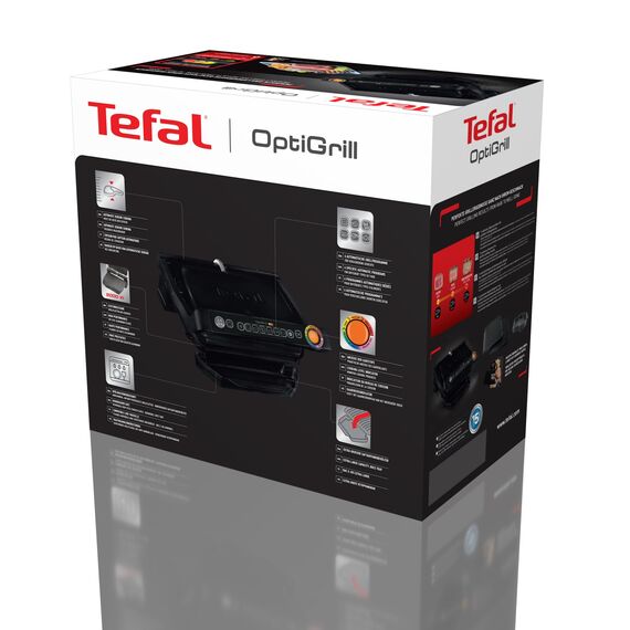 Tefal OptiGrill Kontaktgrill, 6 automatische Programme, Garstufenanzeige, passt Temperatur und Grillzyklus ans Grillgut an, abnehmbare Platten, manueller Modus, Elektrogrill, schwarz, GC705816
