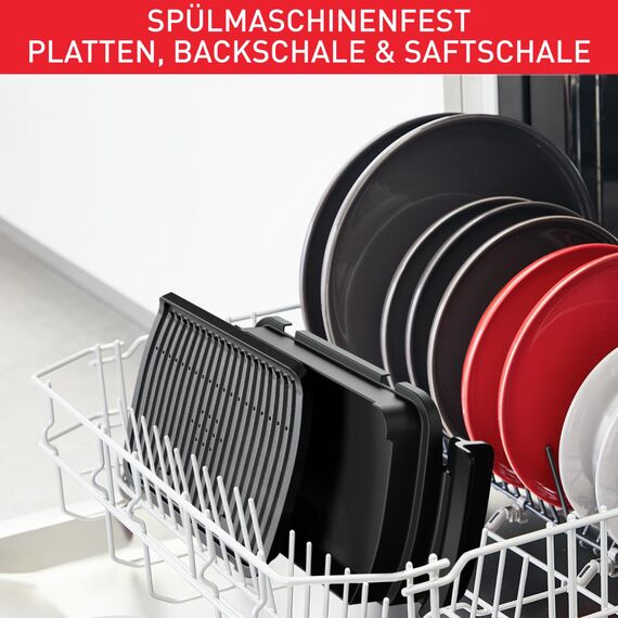 Tefal OptiGrill & Bake Kontaktgrill mit Backschale, 6 Programme, Garstufenanzeige, Abnehmbare Platten, Elektrogrill, Edelstahl, GC714D10