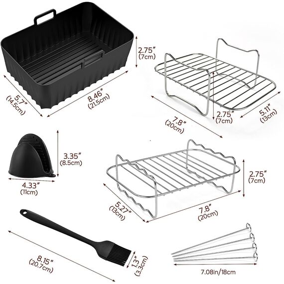 Heißluftfritteuse Zubehör - Airfryer Zubehör für Ninja Foodi AF400EU AF300EU AF400EUCP 7,6L-9.5L Und Anderen Dual Zone Air Fryer, BPA-Frei,Spülmaschinenfest | Ninja Dual Zone Heißluftfritteuse Zubehör