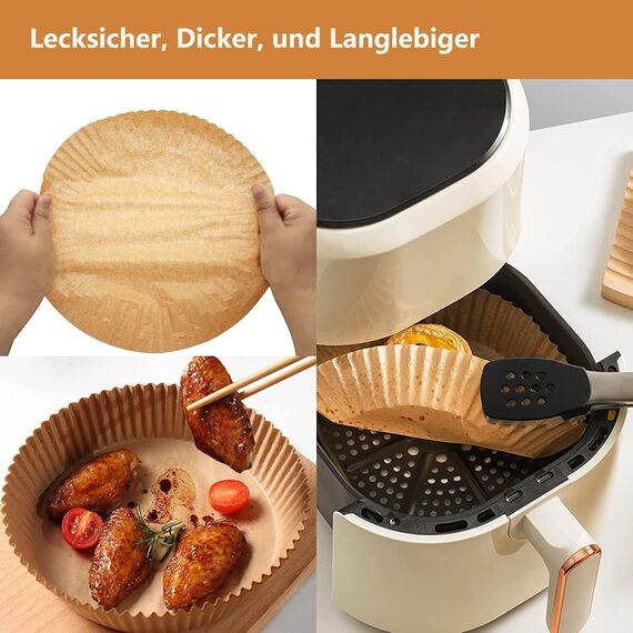 HONYAO Backpapier für Heißluftfritteuse 2-3,5 L, 200 Stück Quadrat 16x16 cm Air fryer Baking Papier Liners Antihaft Einwegpapier Zubehör kompatible mit Philips Cosori Xiaomi Airfryer