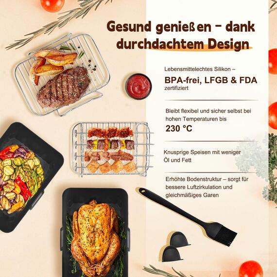 Heißluftfritteuse Zubehör - Airfryer Zubehör für Ninja Foodi AF400EU AF300EU AF400EUCP 7,6L-9.5L Und Anderen Dual Zone Air Fryer, BPA-Frei,Spülmaschinenfest | Ninja Dual Zone Heißluftfritteuse Zubehör