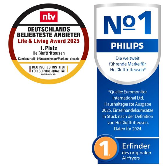 Philips Airfryer 5000-Serie Heißluftfritteuse L, 4.1L (0.8Kg), 13-in-1 Airfryer, Wifi verbunden, 90% Weniger Fett mit Rapid Air Technologie, Rezepte-App (HD9255/80)