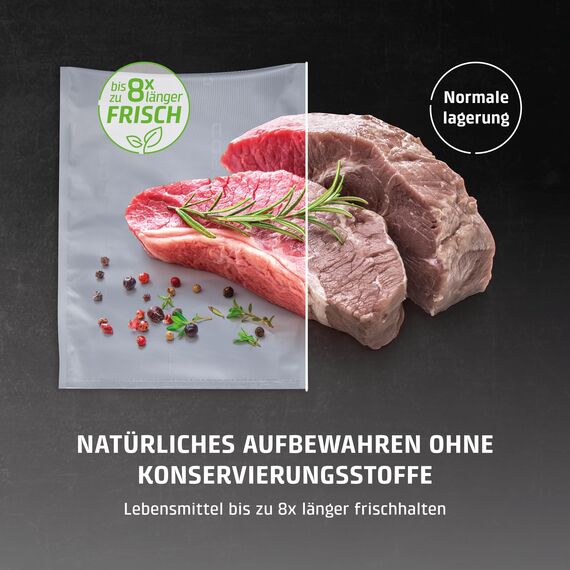 CASO 8 Sterne Profi- Folienrollen 25x600 cm / 2 Rollen, Vakuumierbeutel für alle Vakuumierer, sehr stark & reißfest ca. 150µm, Vakuumbeutel Lebensmittel Vakuumiergerät, Sous Vide, BPA-frei