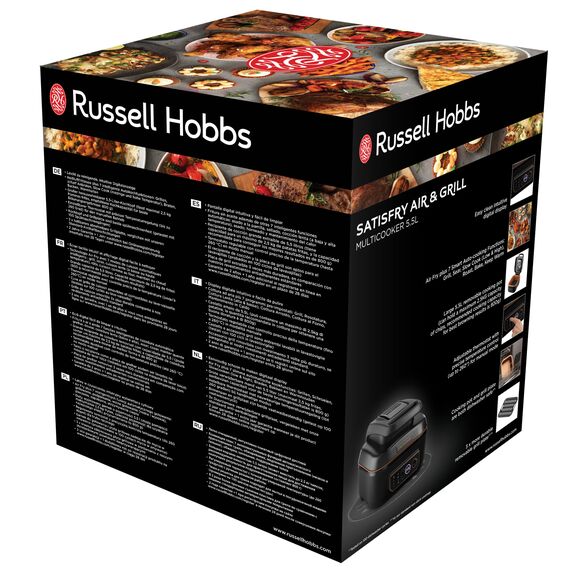 Russell Hobbs Heißluftfritteuse XL 5,5 l [Air Fryer/Grill/Multikocher] Rapid Air (spülmaschinenfest, Ober-&Unterhitze, kein Schütteln mehr, Slow Cooker, Backen, TK Pizza Ø 30cm) SatisFry 26520-56