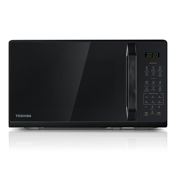 TOSHIBA Mikrowelle in spiegelndem Schwarz, 20 Liter, 800W, digitale Solo-Klein Mikrowelle mit 11 Leistungsstufen, 6 Automatikprogrammen, Express-Kochfunktion, Auftauen, Digitaldisplay, MW3-EM20PE(BM)
